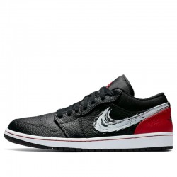 Nike Air Jordan 1 Low "Brushstroke Swoosh Black" Femme/Homme Chaussure DA4659-001