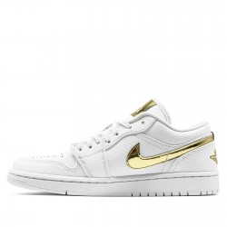 Nike Air Jordan 1 Low "White Metallic Gold" Homme/Femme Chaussure CZ4776-100