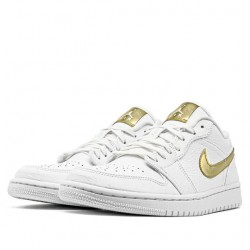 Nike Air Jordan 1 Low "White Metallic Gold" Homme/Femme Chaussure CZ4776-100