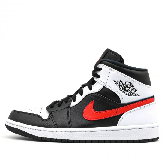 Nike Air Jordan 1 Mid Black Chile Red White Homme/Femme Chaussure 554724-075