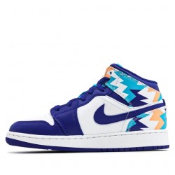 Nike Air Jordan 1 Mid "Geometric Print" Homme/Femme Chaussure 555112-105