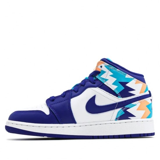 Nike Air Jordan 1 Mid Geometric Print Homme/Femme Chaussure 555112-105