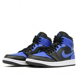 Nike Air Jordan 1 Mid "Hyper Royal Tumbled Leather" Femme/Homme Chaussure 554724-077