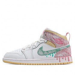 Nike Air Jordan 1 Mid "Paint Drip" Femme Chaussure DD1667-100