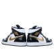 Nike Air Jordan 1 Mid Patent Black White Gold Femme/Homme Chaussure 852542-007