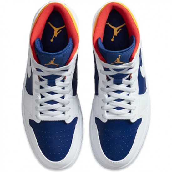 Nike Air Jordan 1 Mid Royal Blue Laser Orange Femme/Homme Chaussure 554724-131