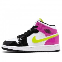 Nike Air Jordan 1 Mid "White Black Cyber Pink" Femme Chaussure CZ9835-100