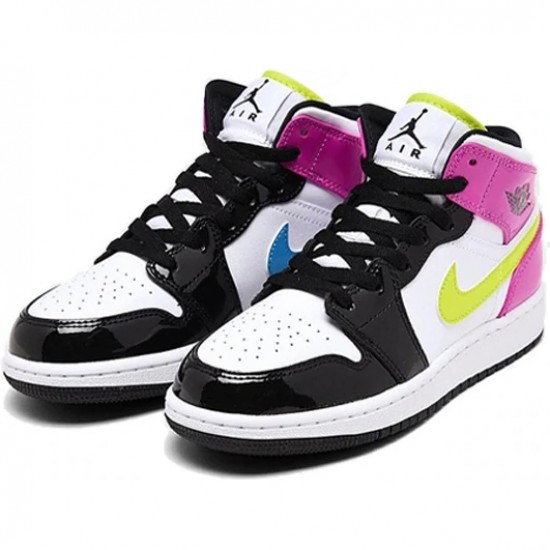 Nike Air Jordan 1 Mid White Black Cyber Pink Femme Chaussure CZ9835-100