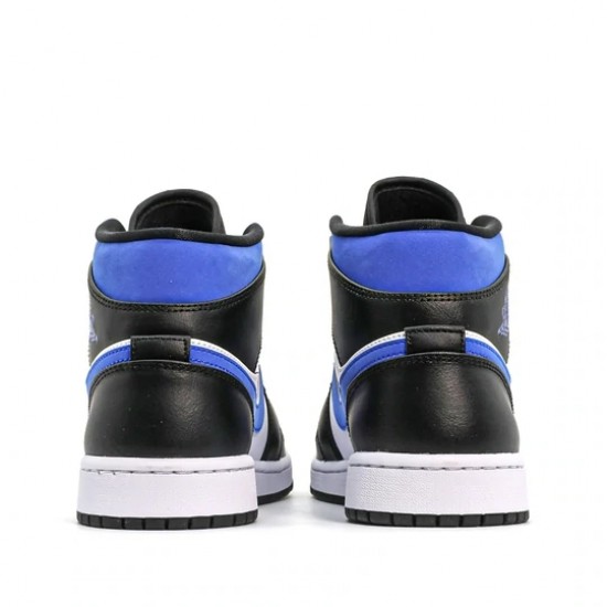 Nike Air Jordan 1 Mid White Black Racer Blue Homme/Femme Chaussure 554724-140