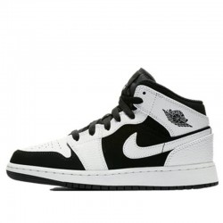 Nike Air Jordan 1 Mid "White Black" Femme/Homme Chaussure 554725-113