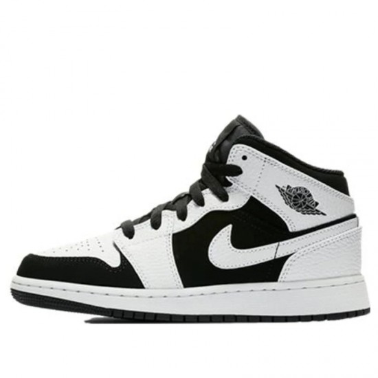 Nike Air Jordan 1 Mid White Black Femme/Homme Chaussure 554725-113