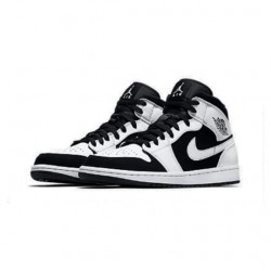 Nike Air Jordan 1 Mid "White Black" Femme/Homme Chaussure 554725-113