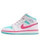 Nike Air Jordan 1 Mid White Pink Green Soar Femme Chaussure 555112-102