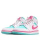 Nike Air Jordan 1 Mid White Pink Green Soar Femme Chaussure 555112-102