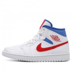 Nike Air Jordan 1 Mid "White Red Royal" Femme/Homme Chaussure BQ6472-164