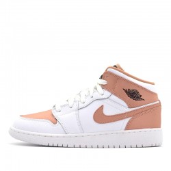 Nike Air Jordan 1 Mid "White Rose Gold" GS Chaussure 555112-190