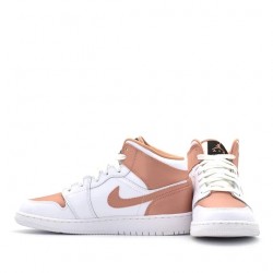 Nike Air Jordan 1 Mid "White Rose Gold" GS Chaussure 555112-190