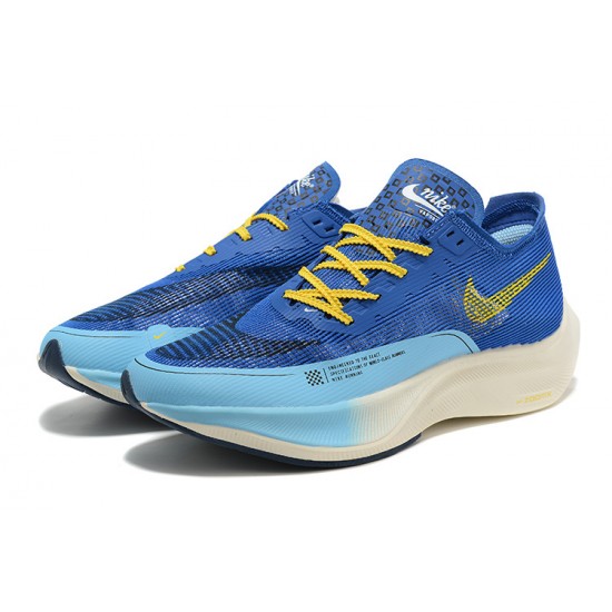 Nike ZoomX VaporFly NEXT% Bleu Jaune Chaussure Homme