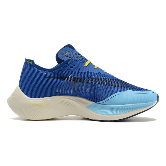 Nike ZoomX VaporFly NEXT% Bleu Jaune Chaussure Homme