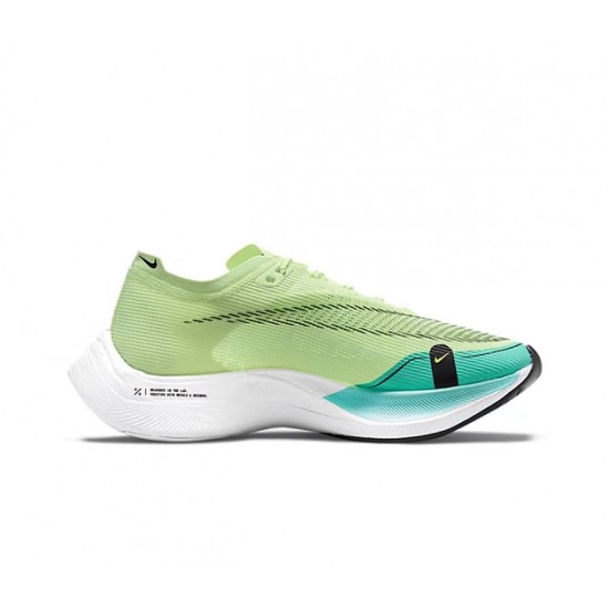 Nike ZoomX VaporFly NEXT% Vert and Bleu Chaussure Femme/Homme