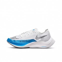 Nike ZoomX VaporFly NEXT% Blanc and Bleu Chaussure Femme/Homme