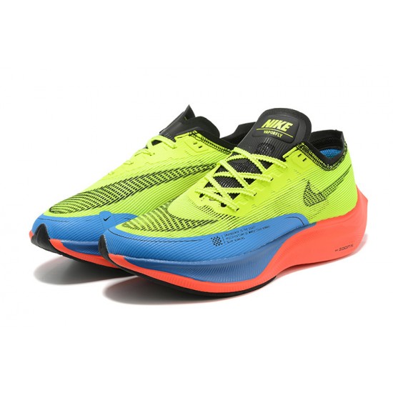 Nike ZoomX VaporFly NEXT% Jaune Bleu Chaussure Femme/Homme